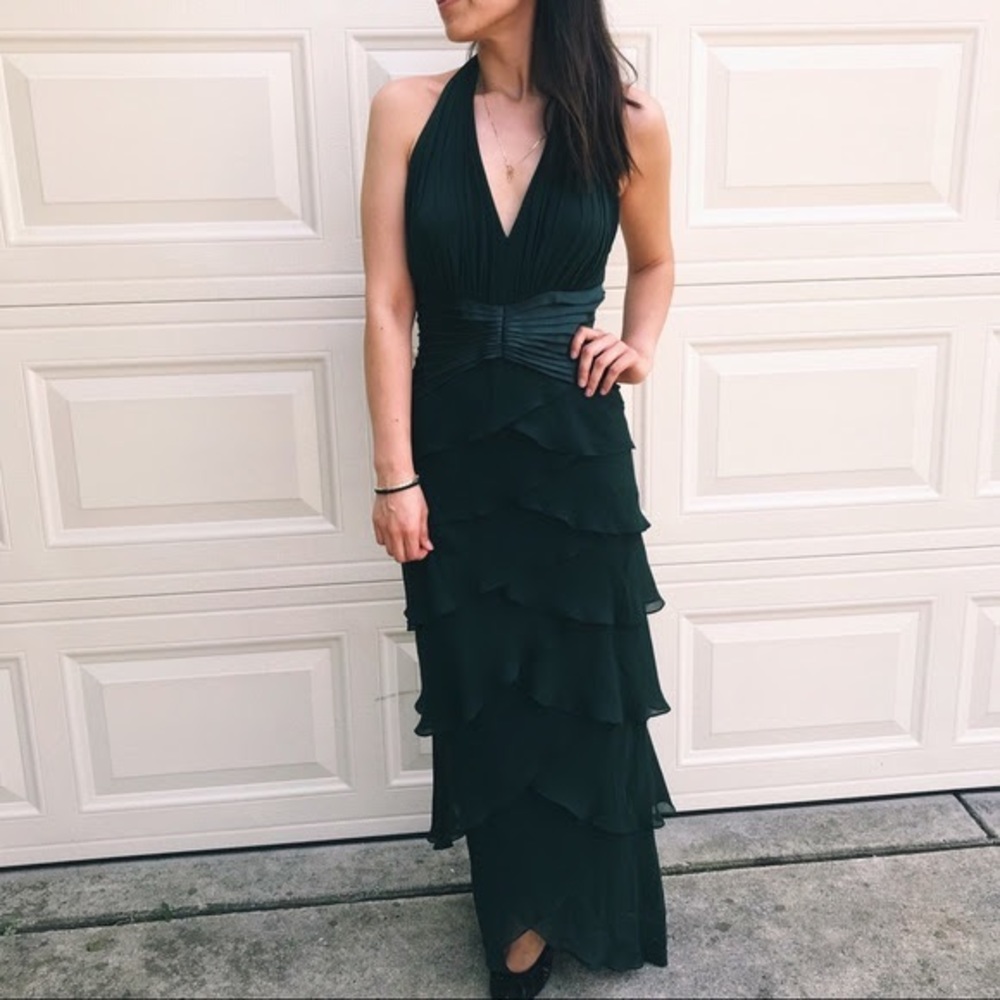 Tadashi Shoji halter emerald dress